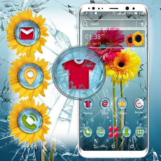Broken Glass Flower Launcher Theme أيقونة