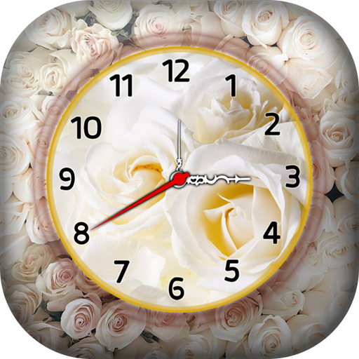 White Rose Clock Live Wallpaper - Clock Wallpaper иконка