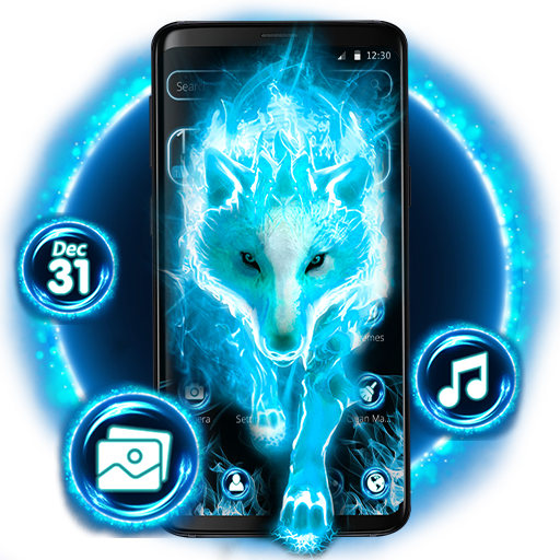 Blue Thunder Fire Flame Wolf Theme icon