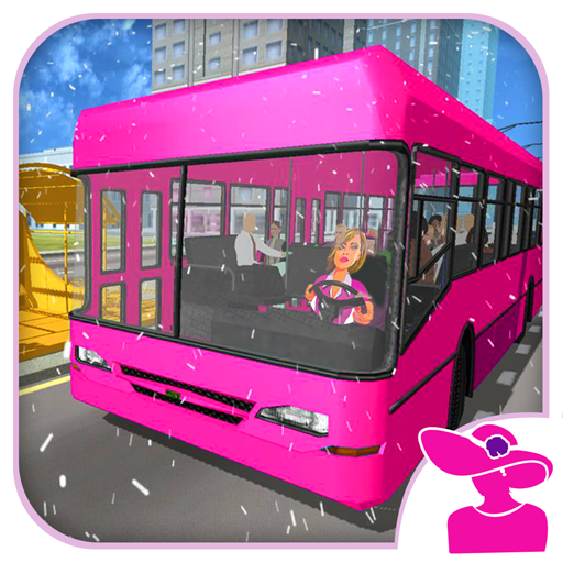 Pink Lady Snow Bus City Driver 3D icon