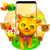 3D Cute Yellow Cat Theme icon