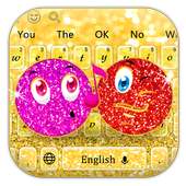 Purple red gold cute emoticon pack keyboard theme on 9Apps