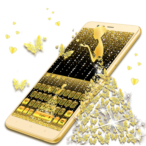 Golden Butterfly Glitter Girl Keyboard icon