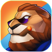 Cartoon warrior -fight and guns icon