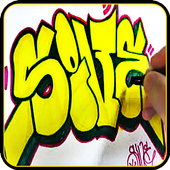 Draw graffiti in 3d step by step icon
