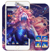Unique theme of mermaid mobile phone icon