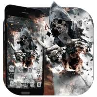 Smoky Poker Skull Launcher Theme Live HD Wallpaper