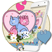 Tema di gatto carino amore coppia icon