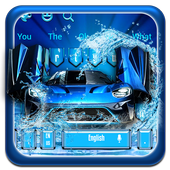Tastiera auto da corsa sportiva blu icon