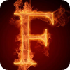 Fiery letter F live wallpaper icon