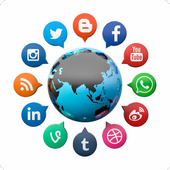 World All social media and network in one app icon