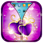 Purple Love Zipper Lock Screen icon