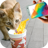 Cat Drink Juice on Phone Joke cocktail water icon