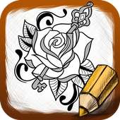 Art Draw Tattoo Flowers on 9Apps