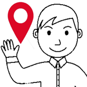 Hello I'm here Share location Compartir ubicación icon