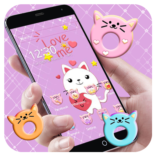 Pink Kitty, cute cartoon cat theme icon