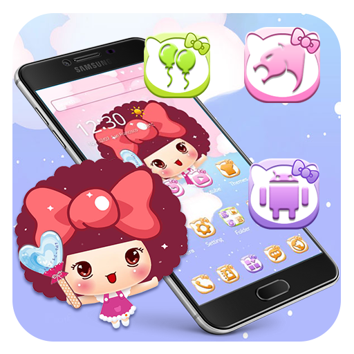 Pink Butterfly Cartoon Girl Cute Kitty Icon Theme icon