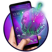 Neon Purple Clock 2D Theme icon