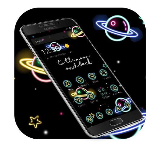 네온 태양 행성 우주 테마 icon