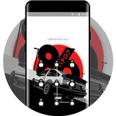 Hot blood visual impact cartoon racing car theme icon