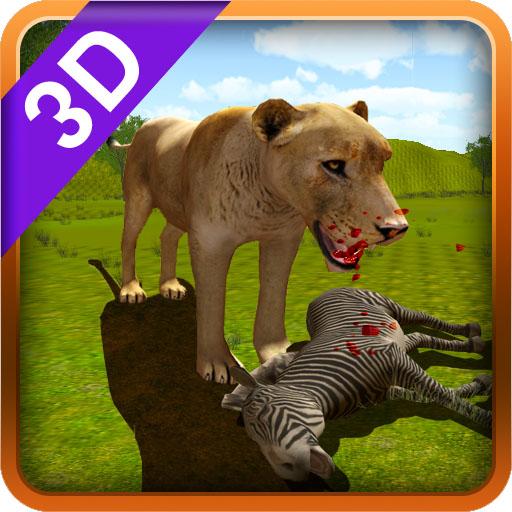 wild lion hunting icon