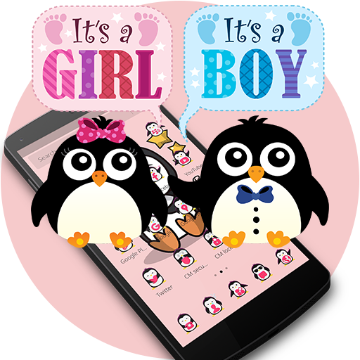 Pink Cute Penguin Cartoon Theme icon