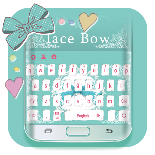 Cute pink green lace Bow Keyboard skin icon