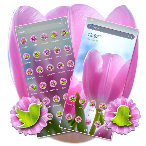 Pink Tulips Flowers Launcher Theme icon
