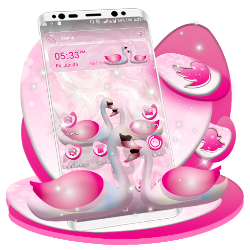 Swan Pink Love Launcher Theme icon