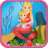 Mermaid baby birth icon
