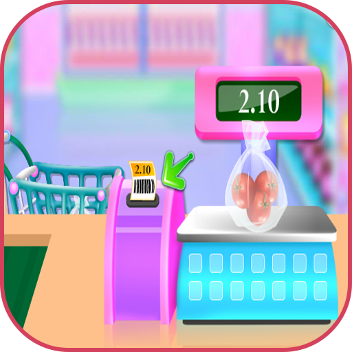 Cleaning and arranging a supermarket game icon