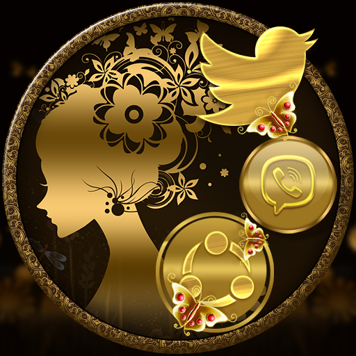 Gold Butterfly Girl Launcher Theme icon
