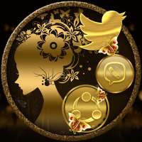 Gold Butterfly Girl Launcher Theme