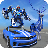 US Police Deer Robot Cop Car Transforming Game icon