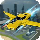 City Flying Futuristic Car : Fighting Battle Chase