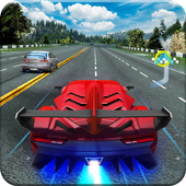 Driving in speed car icon