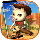3D Cute Guitar Cat Lock Theme icon