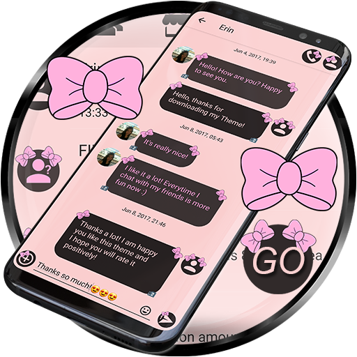 SMS Theme Ribbon Pink messages иконка
