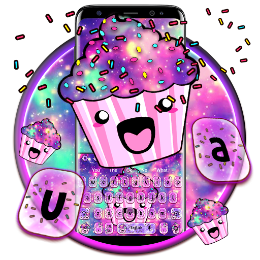 ikon Tema Keyboard Cupcake Lucu Galaxy