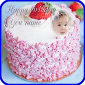 birthday cake photo frame name