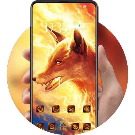 Animal theme Wolf in flame cool icon