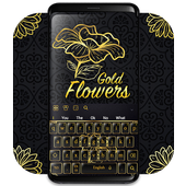 ikon Keyboard Gold Flowers Black