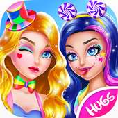 Unicorn Candy Makeup Dress Up: Twin Sisters Party