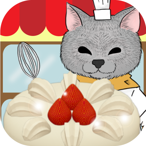 Cute cat's cake shop icon
