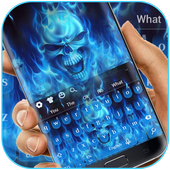 ikon Blue Flame Skull Keyboard