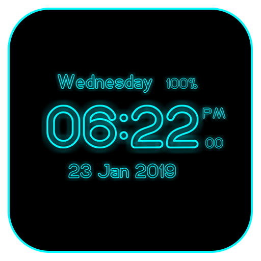 Neon Digital Clock Wallpaper icon