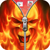 Skull zipper lock icon