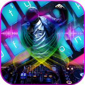 Electronic Neon music DJ keyboard icon