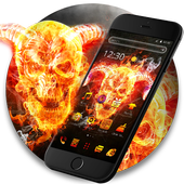 Dark Flame Fire Horn Skull Theme icon