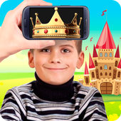 Crown king on head icon